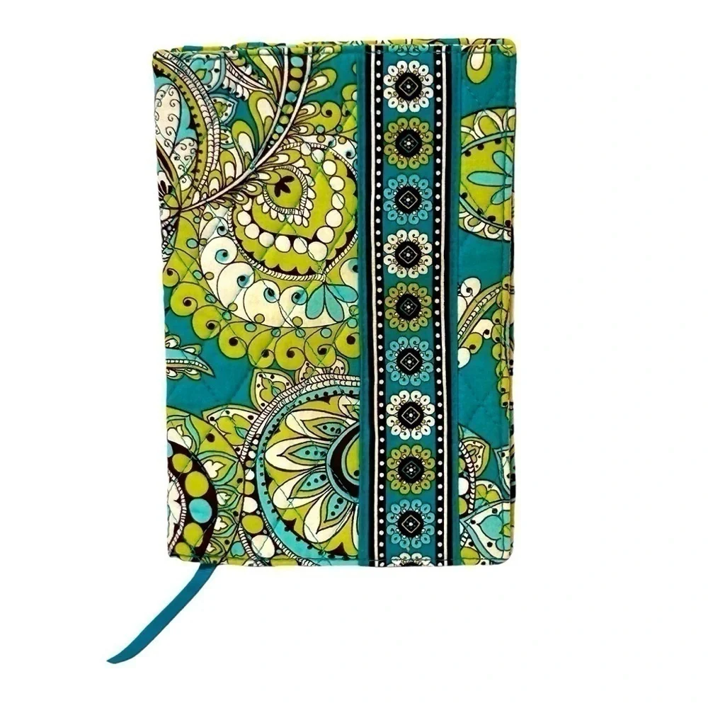 Vera Bradley Paper Book Cover Peacock Lime/Teal/Brown Paisley/Floral EUC